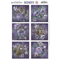 Scenery - Yvonne Creations  - Aquarella - Owls and Flowers Square