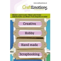 CraftEmotions Metalen label houder klein oud brons 4 stuks