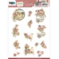 Precious Marieke - Painted Pansies - Red - 3D Push Out