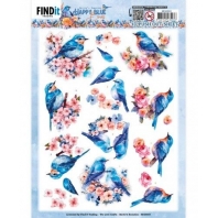 Berrie's beauties - Happy Blue Birds - Birds in Pink 3D knipvel