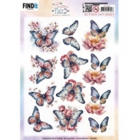 Berrie's Beauties - Flutter Flair - 3D Push Out - Pink Flutters