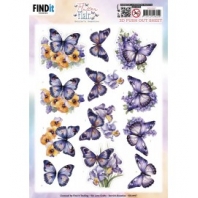 Berrie's Beauties - Flutter Flair - 3D Push Out - Purple Flutters
