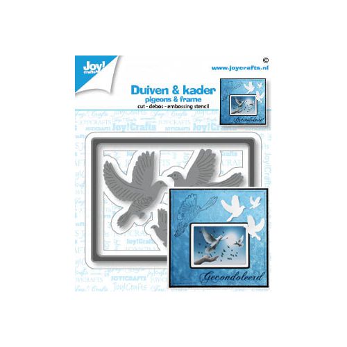 Snij-debos - embosstencil - lijst/duiven