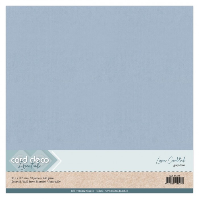 Card Deco Essentials - Linnenkarton Scrap - Grijs blauw 102 - 10 stuks
