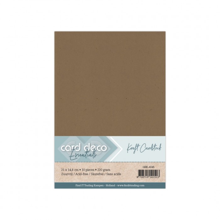 Card deco Essentials - Linnenkarton A5 - Kraft 45 - 10 stuks