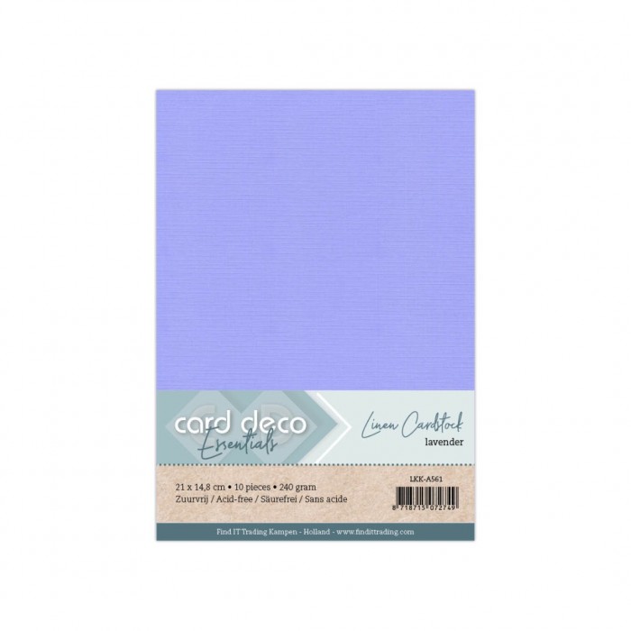 Card Deco essentials -  Linnenkarton A5 - Lavendel - 10 stuks