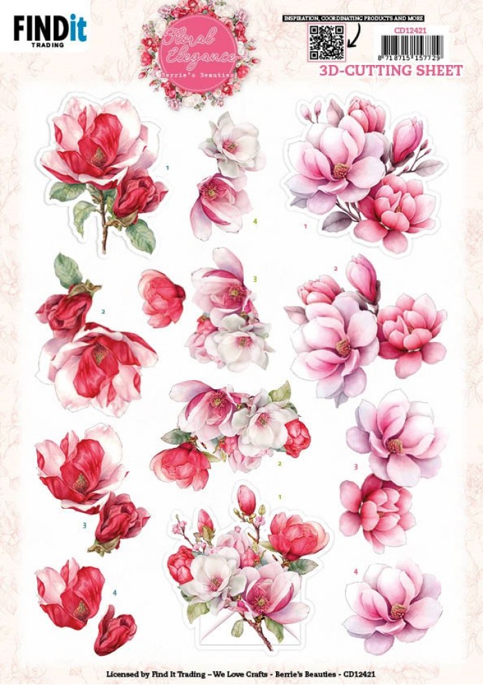 Berries Beauties - Floral Elegance 3D knipvel - Magnolia Dreams