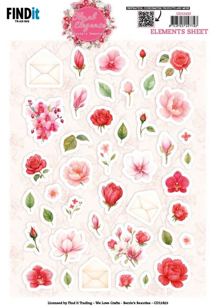 Berries Beauties - Floral Elegance 3D knipvel - Elements Sheet