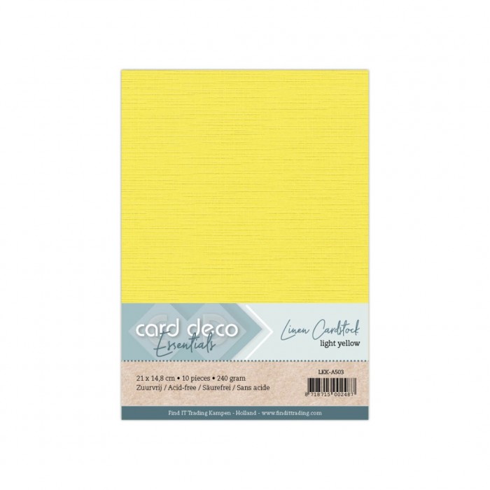 Card Deco Essentials - Linnenkarton A5 - Licht Geel 03 - 10 stuks