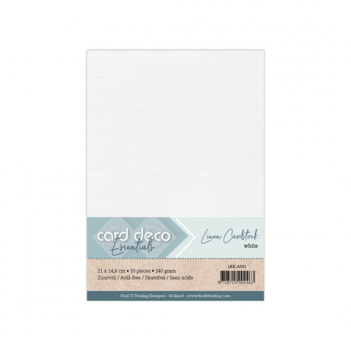 Card Deco Essentials - Linnenkarton A5 - Wit 01 - 10 stuks
