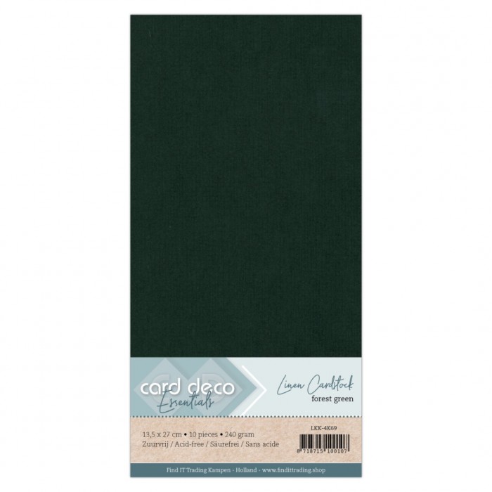 Card deco Essentials - Linnenkarton 4K - Forest Green