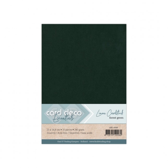 Card deco Essentials - Linnenkarton A5 - Forest Green