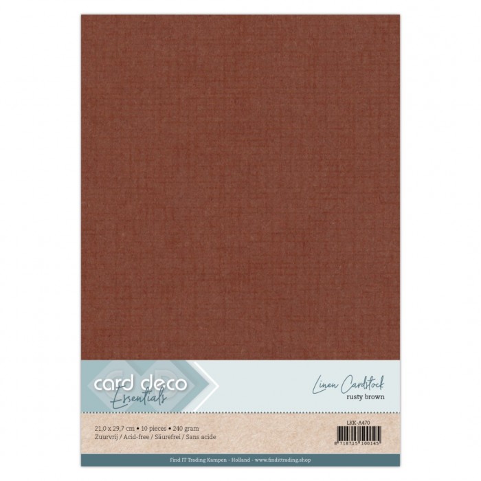 Card deco Essentials - Linnenkarton A4 - Rusty Brown 70