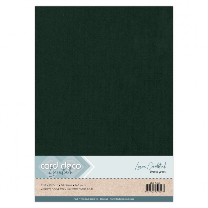 Card deco Essentials - Linnenkarton A4 - Forest Green