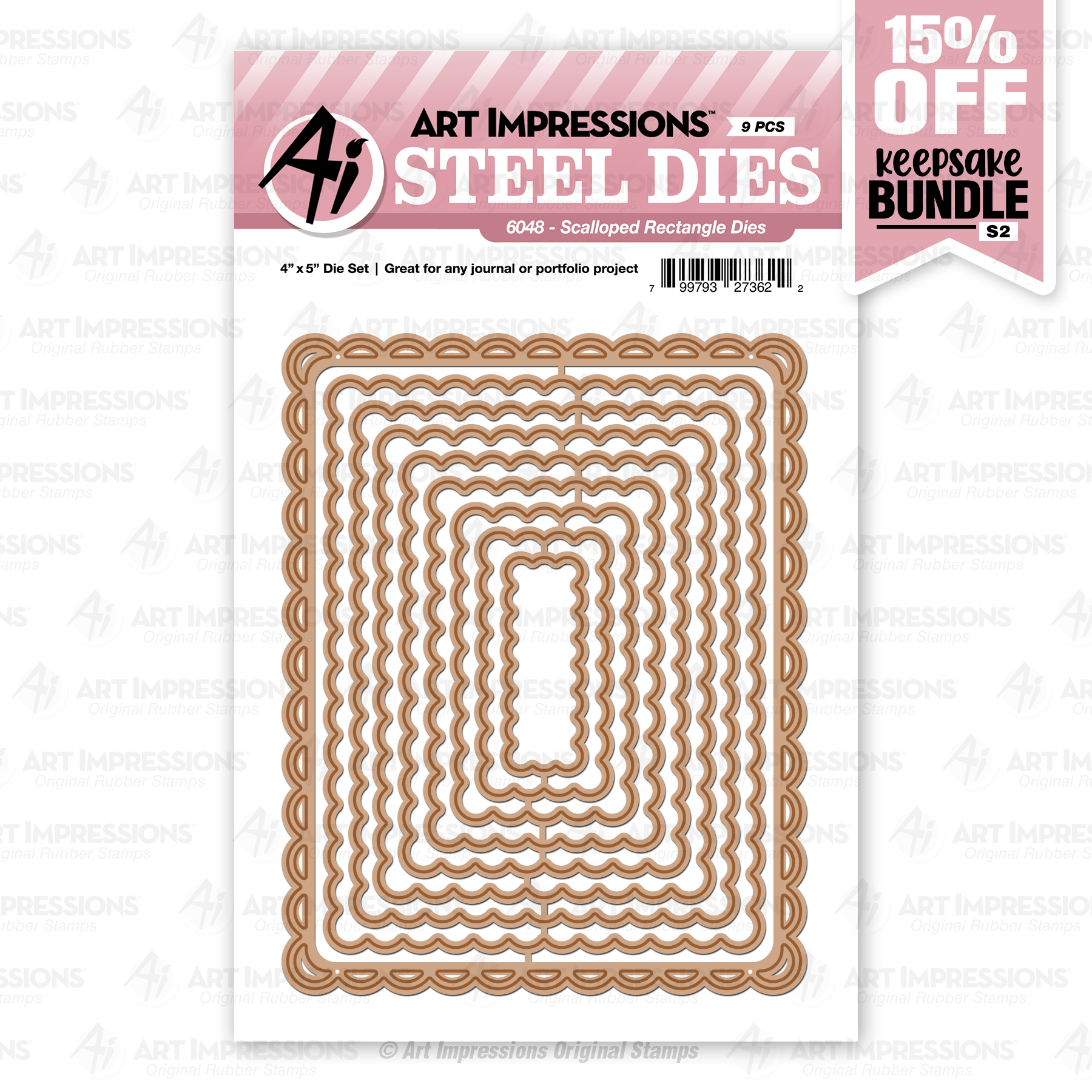 Art Impressions - Scalloped Rectangle Dies 6048