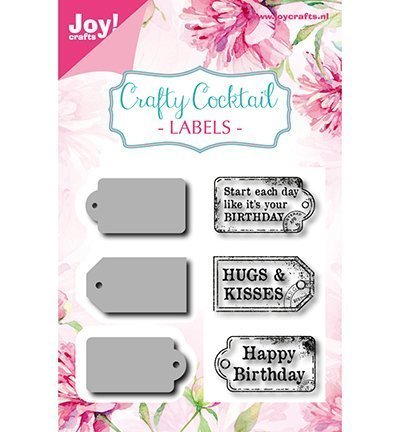 snijstencil + clear stempel crafty cocktail label