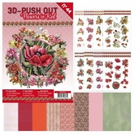 3D push Out - Flowers in Red - nr 44