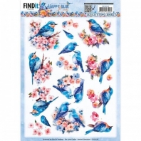 Berrie's beauties - Happy Blue Birds - Birds in Pink 3D push out