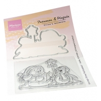 Marianne Design Clear Stamp & Die line's Animals Snowman & Penguin