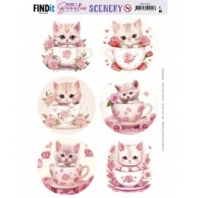 Berrie's Beauties -  Scenery Kitten in cup - Round