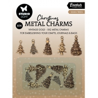 Studio Light - Christmas Metal Charmes - Xmas Trees Vintage goud ( 10x)