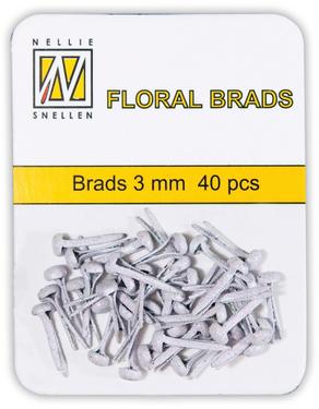Glitter brads Wit 40 stuks 3mm